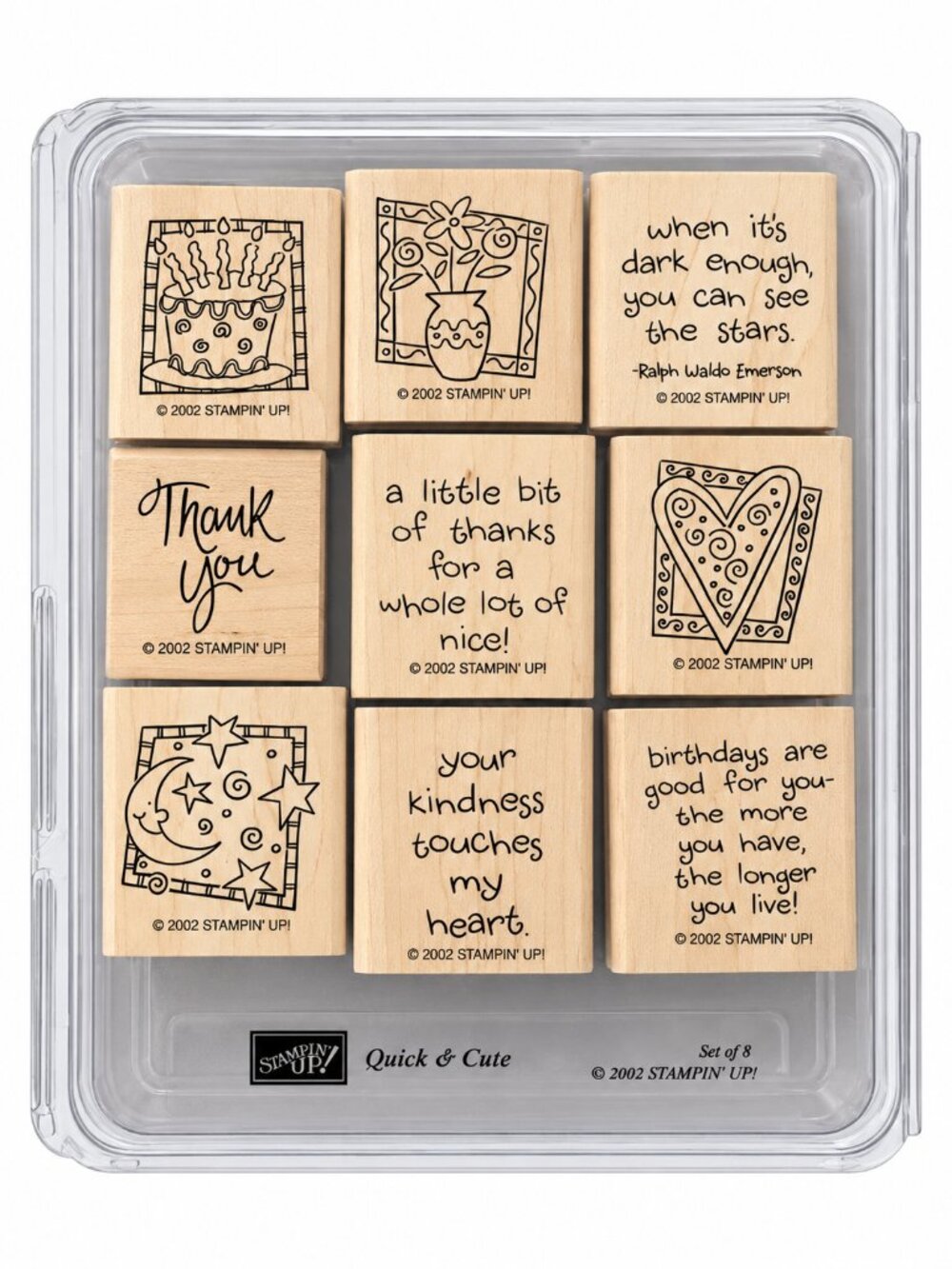 Stampin Up Quick & Cute 2002 Wood Mounted Rubber Stamp Set Vintage Retired